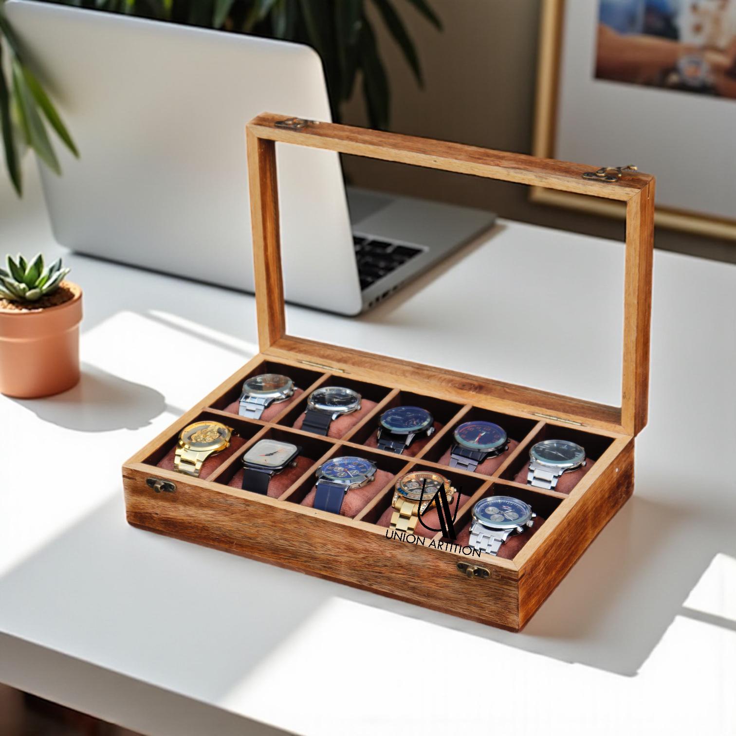 木製キャビネット 時計付き　アンティーク Antique watch box - Etsy 日本