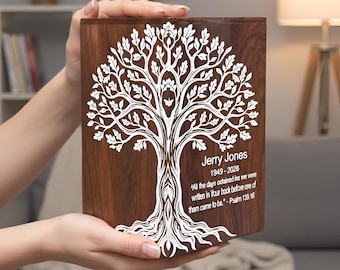 Urna de cremación personalizada con forma de árbol de la vida - Recuerdo conmemorativo de palisandro