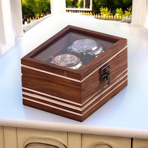 Handmade Rosewood 12-Slot Watch Box: Velvet Lined Jewelry Organizer