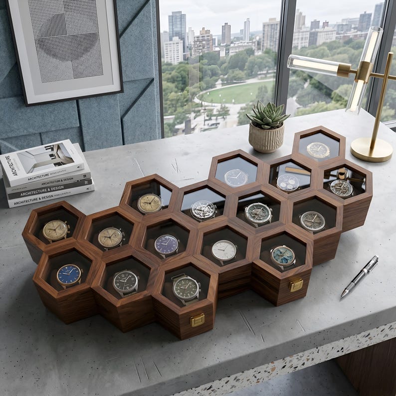 Wooden Honeycomb Watch Box