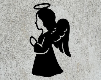 Praying Angel Silhouette: Minimalist Spiritual Wall Art (SVG)
