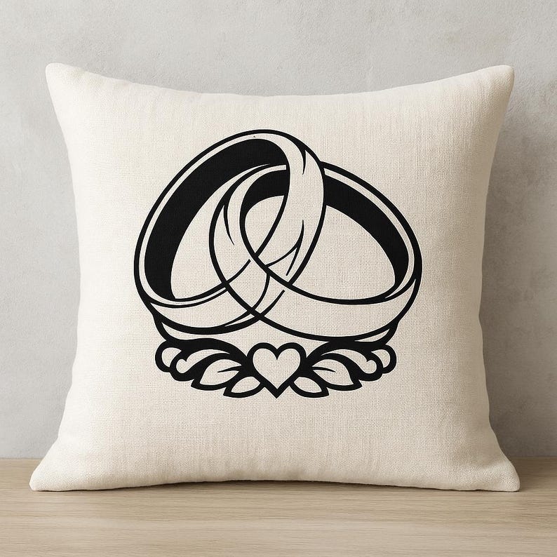 Wedding Rings SVG Interlocking Rings With Heart Laser Cut DXF File for ...