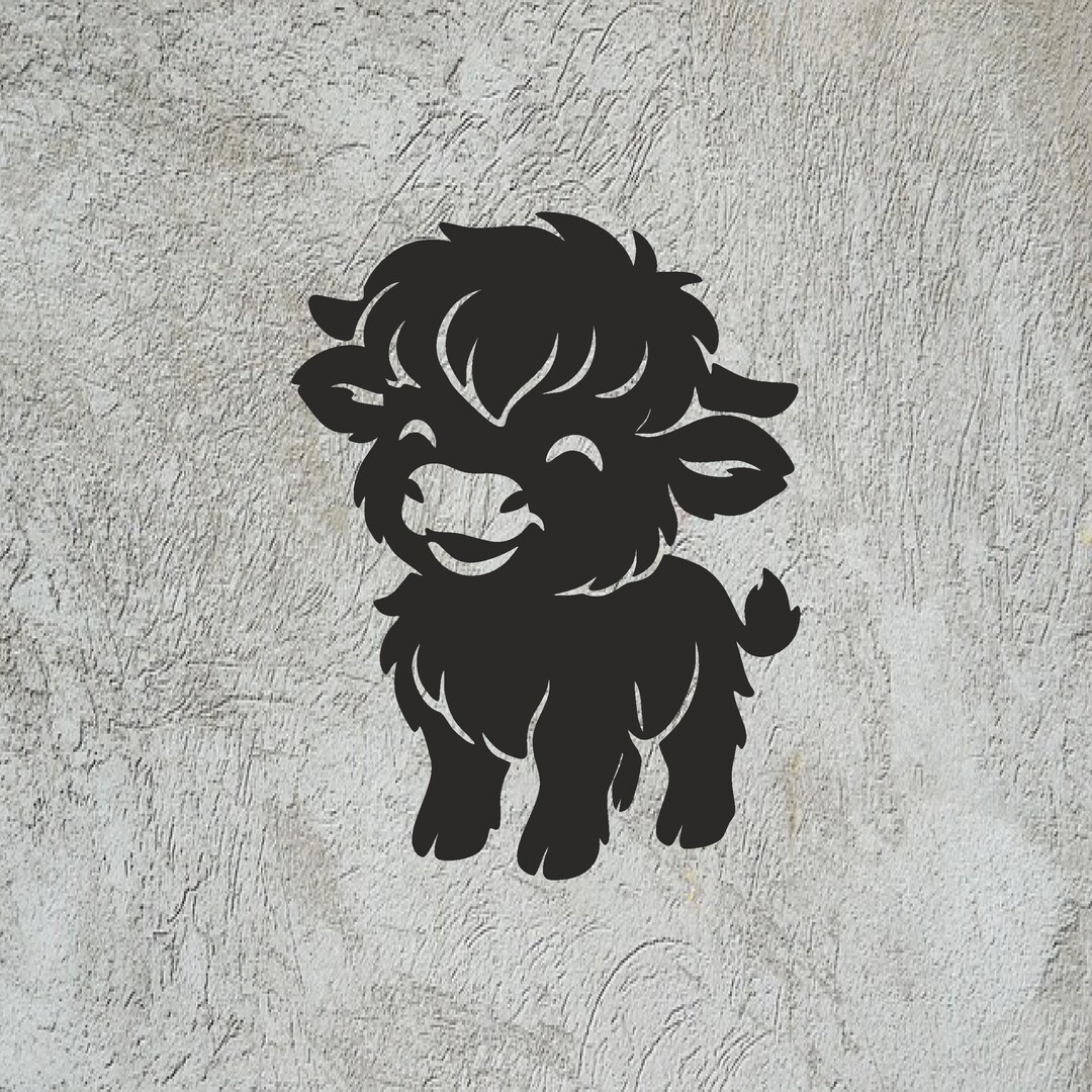 Cute Highland Cow Vector Svg Pdf Cdr Dxf Laser Cut and CNC - Etsy