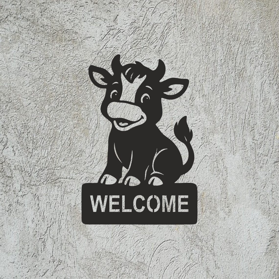 Cute Cow With a Welcome Sign Vector Vector Svg Pdf Cdr Dxf Laser Cut ...