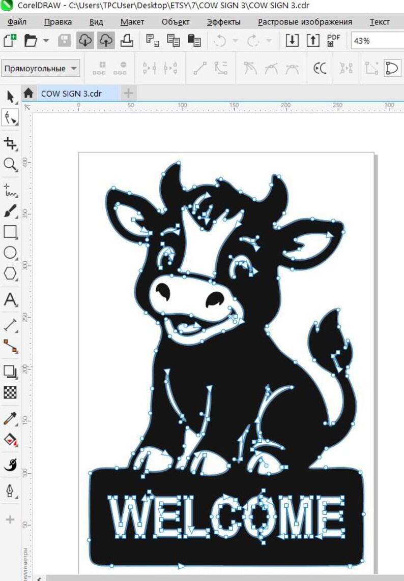 Cute Cow With a Welcome Sign Vector Vector Svg Pdf Cdr Dxf Laser Cut ...