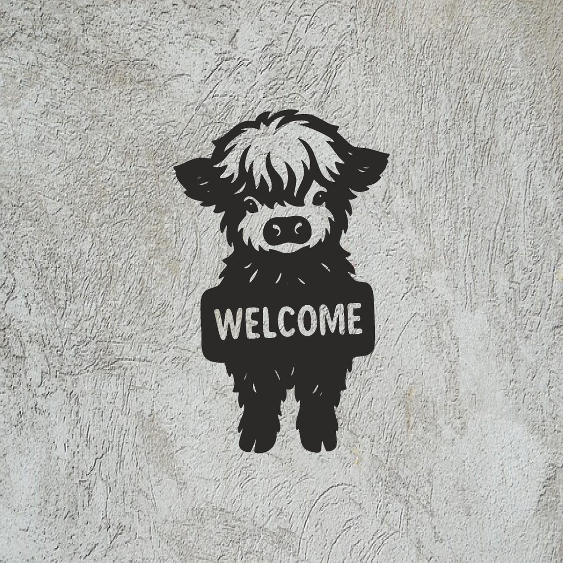 Cute Cow With a Welcome Sign Vector Svg Pdf Cdr Dxf Laser Cut and CNC ...