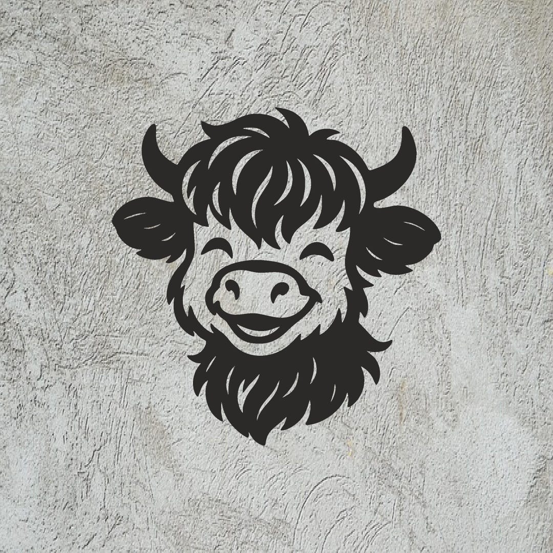 Cute Highland Cow Vector Svg Pdf Cdr Dxf Laser Cut and CNC - Etsy
