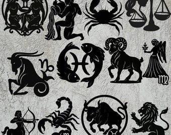 Zodiac Signs Vector Files: Astrology SVG DXF for Laser Cutting