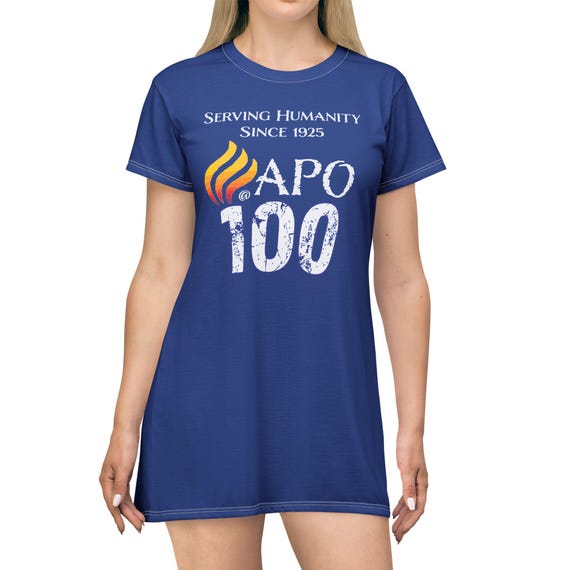 APO 100 T-Shirt Dress - Serve Humanity in Style, Casual Dress, Everyday Wear, Gift for Nonprofits, Community Events, Fundraisers