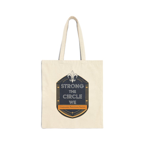 Cotton Canvas Tote Bag, Strong Circle Design, Reusable Shopping Bag