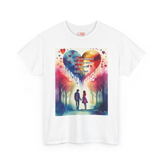 APO Romantic Couple Tee, Unisex Love Shirt, Heart Design Top, Perfect Gift for Anniversaries, Valentines Day, Relationship Celebrations