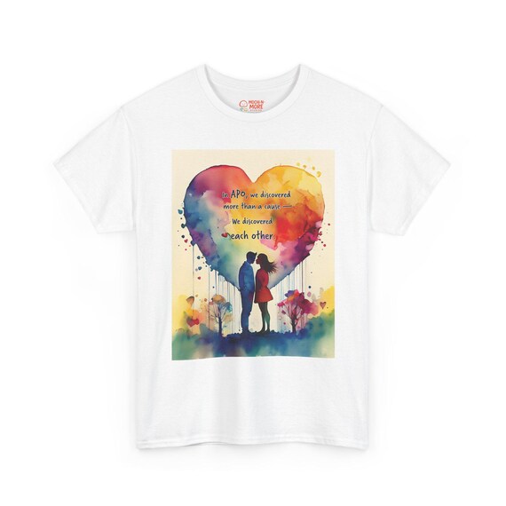 APO Romantic Watercolor Heart Tee - Perfect Gift for Couples, Anniversary, Engagement, or Valentine's Day - Unisex Cotton T-Shirt