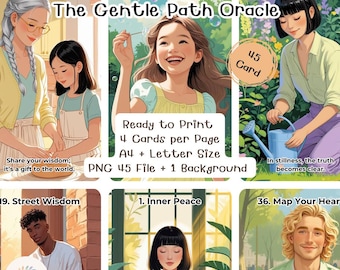The Gentle Path Oracle | Digital Download Printable Deck | Affirmation & Meditation Spiritual Cards