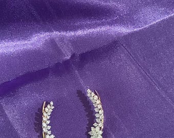 Trendy Gj polish AD Floral Ear climber Earrings, bridal, ear cuffs, gold finish,  sparkly earrings, trendy ear cuffs,  stylish ear climbers