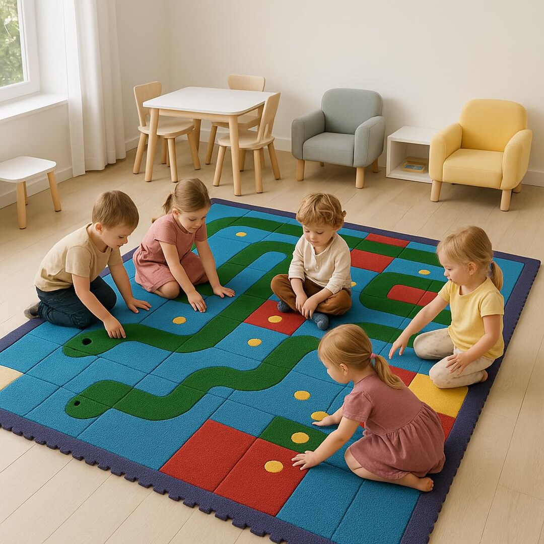 Snake Ladder Rug Handmade-handtufted Kid's Room Decor Rugs: Snake Ladder Puzzle Game ...