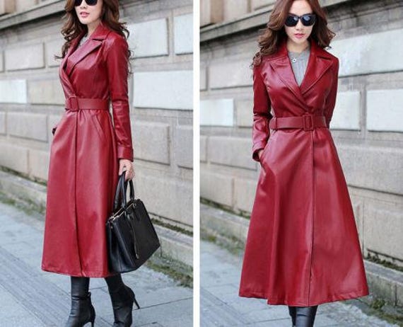 Handmade Women's Genuine Lambskin Overcoat Real Leather Full