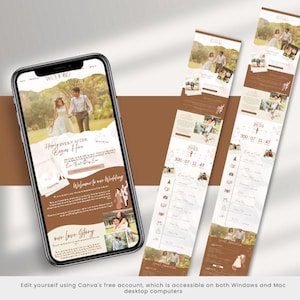 Wedding Website Template | Brown Minimalist Aesthetic | Editable Digital Download | YOURDIGITALSHOP