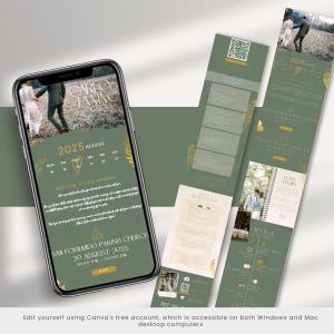 Green Wedding Website Template – Editable Modern & Fresh Design | Digital Download for Couples | Stylish DIY Wedding Website Template