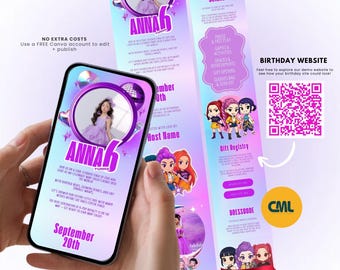 K-Pop Birthday Website Template: Fun Idol-Inspired Design (Digital Download)