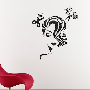 Beauty Salon Wall Decal Set: Girl Face Vinyl Stickers