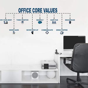 Office Core Values Wall Decal: Motivational Decor