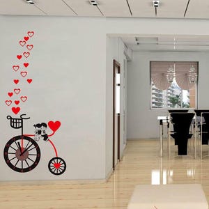 Love Heart Bicycle Wall Decal: Romantic Home Decor
