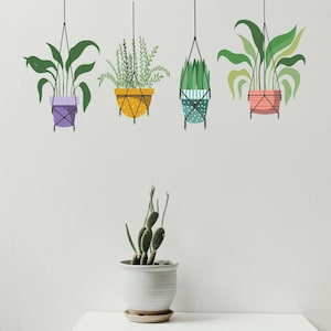 Topfpflanzen Hängepflanzen Wandtattoo: Wohnzimmer Dekor, Schlafzimmer, Wohnzimmer, Küche, Kinder