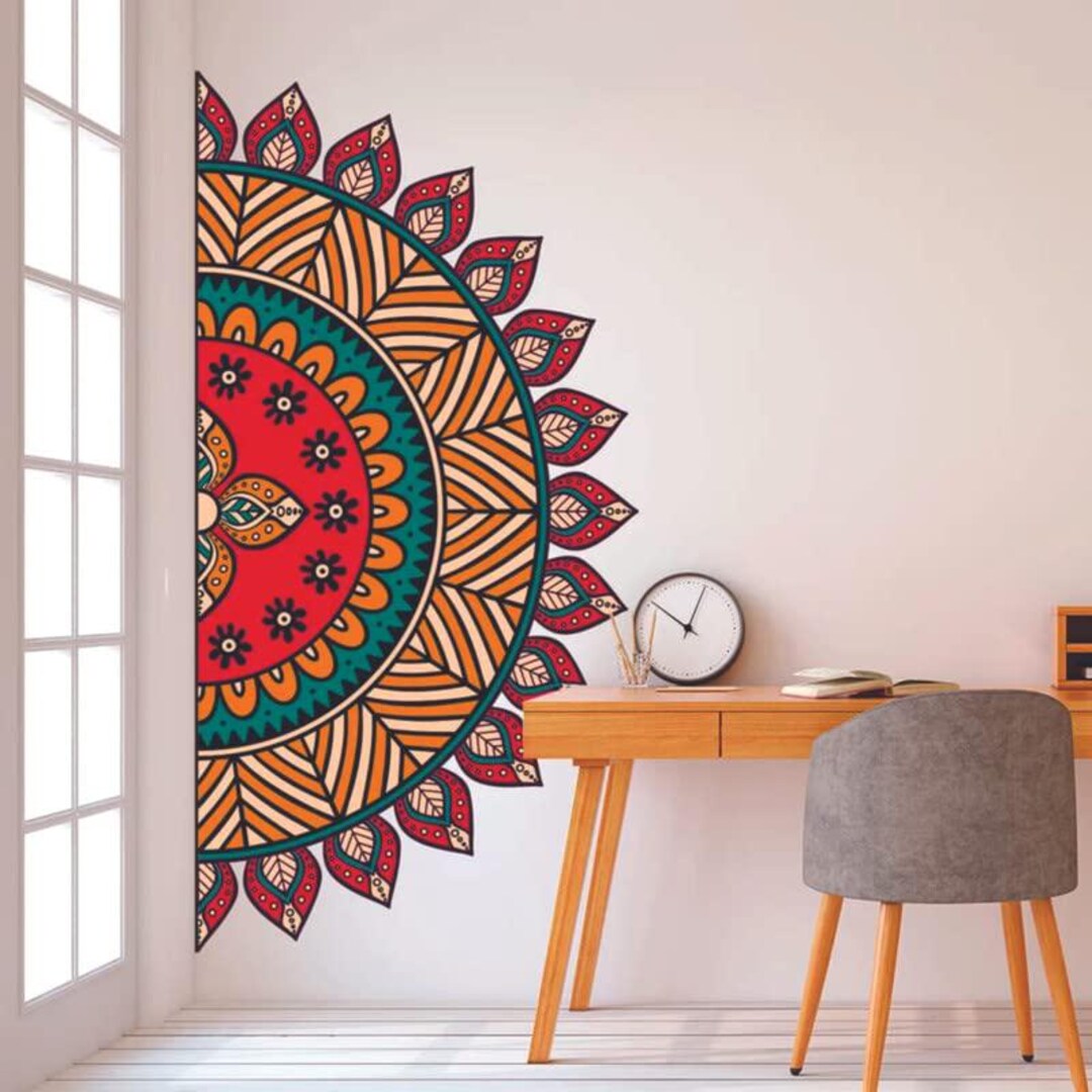 Boho Mandala Wall Decal: Vinyl Art for Meditation Space Bedroom Decor ...