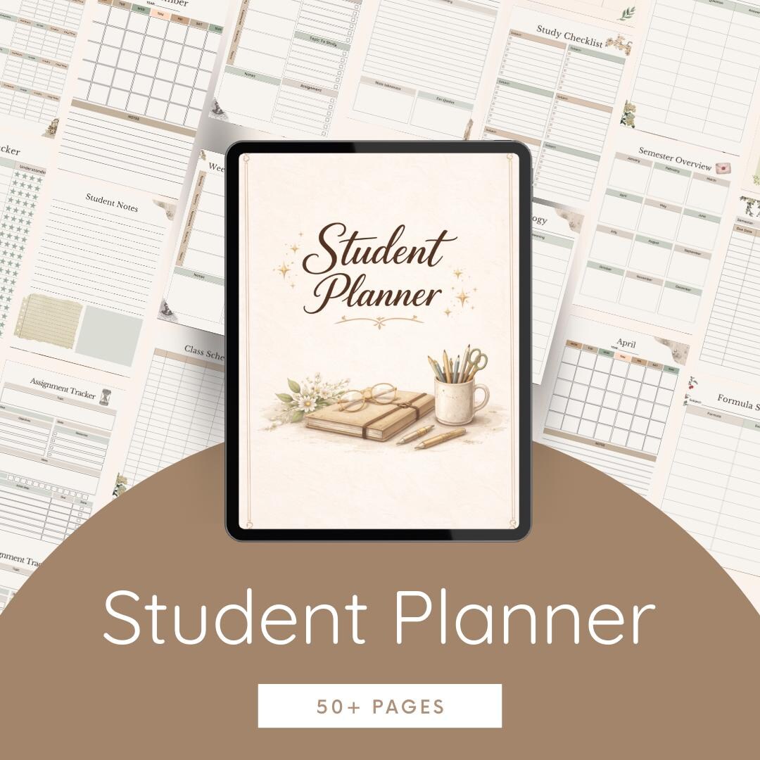 Academic Student Planner | Digital & Printable Study, Exam Tracker (PDF ...