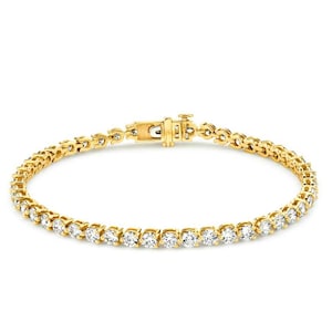 Three Prong Lab Diamond Tennis Bracelet / 14k Gold Diamond Tennis Bracelet / 2.00 CT Lab Grown Diamond Tennis Bracelet / Fancy Bracelet