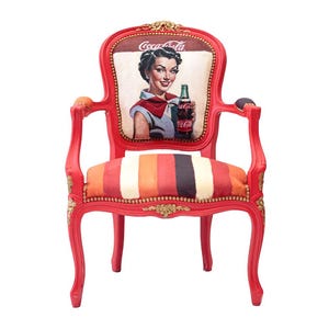 Handbemalter Vintage Stuhl - Retro Pop Art Statement Sessel, einzigartiges Sammlerstück