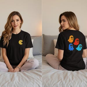 Maglietta retrò con gioco arcade - Maglietta fantasma Pacman - Maglietta con estetica da videogioco anni '80 - Regalo vintage per giocatori