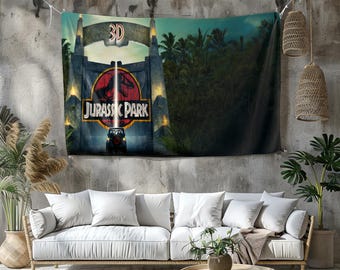 Arazzo Jurassic Park: vivace decorazione per la sala giochi, dimensioni personalizzate