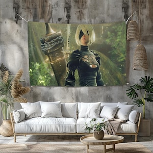 Nier: Automata  Tapestry | Different sizes Personalized Printing | Gaming Tapestry | Customized Tapestry | Game, Anime, Tapestry