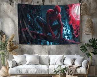 スパイダーマンタペストリー：パーソナライズされたゲームルームの装飾、鮮やかな色
