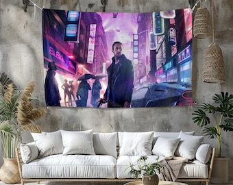 Arazzo Blade Runner: vivace decorazione murale per la sala giochi