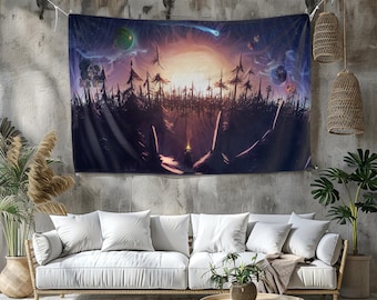 Arazzo Outer Wilds: decorazione murale con grafica di gioco vibrante, stampa personalizzata