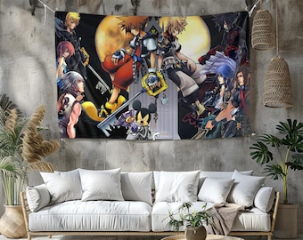 Kingdom Hearts-wandtapijt: gepersonaliseerde gaming-animemuurkunst