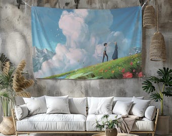 Arazzo del castello errante di Howl: decorazione per la stanza dedicata ai videogiochi anime