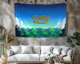 Arazzo Stardew Valley: vivace decorazione per sala giochi, stampa personalizzata