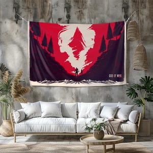 God of War Tapestry: Vibrant Gaming Wall Art, Personalized Sizes