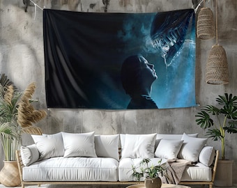 Arazzo alieno: vivace decorazione murale fantascientifica, dimensioni personalizzate