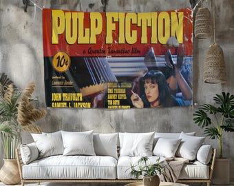 Arazzo Pulp Fiction: vivace decorazione murale ispirata al film, dimensioni personalizzate