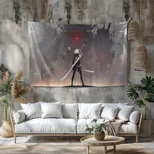 Nier: Automata  Tapestry | Different sizes Personalized Printing | Gaming Tapestry | Customized Tapestry | Game, Anime, Tapestry
