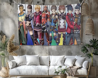 Gobelin Xenoblade Chronicles: Żywa grafika ścienna z gry anime