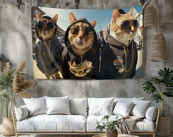 Arazzo con gatto da gioco: decorazione murale anime personalizzata, colori vivaci
