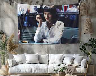 Arazzo Pulp Fiction: vivace decorazione murale ispirata al film, dimensioni personalizzate