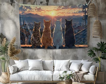 Arazzo Cat Gaming: stampa personalizzata, colori vivaci