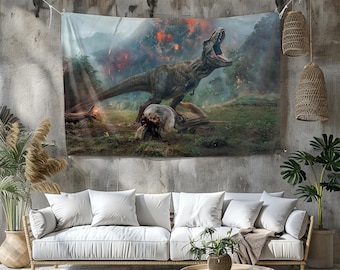 Arazzo Jurassic Park: vivace decorazione per la sala giochi, dimensioni personalizzate