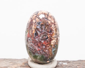 Native Copper Cab | Indonesia Native Copper Agate in Chalcedony Cabochon | Jewelry Making Stones & Supplies | Designer Cab 21 x 14 x 7mm
